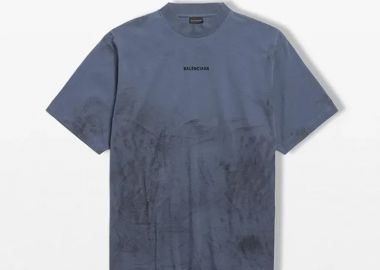 BALENCIAGA Ανδρικό Μπλε T-Shirt in Faded Dark Blue - BALENCIAGA - 
