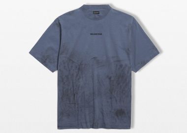 BALENCIAGA Ανδρικό Μπλε T-Shirt in Faded Dark Blue - BALENCIAGA - 