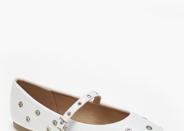 Ballet shoes με μπαρέτα και τρουκς - Λευκό - Issue - 