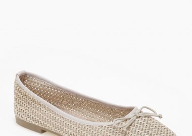 Ballet shoes με ψάθινο πλεκτό σχέδιο και φιογκάκι - Nude - Issue - 