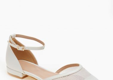 Ballet shoes μυτερά με διαφάνεια και μπαρέτα - Λευκό - Issue - 