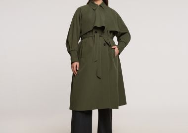 Βαμβακερή καπαρντίνα με ζώνη και λεπτομέρεια κάπας - MAT FASHION - 