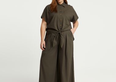 Βαμβακερή παντελόνα σε φαρδιά γραμμή - MAT FASHION - 