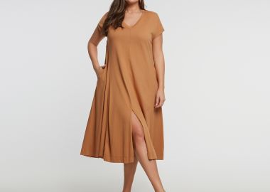 Βαμβακερό φόρεμα με άνοιγμα μπροστά - MAT FASHION - 