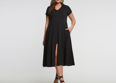 Βαμβακερό φόρεμα με άνοιγμα μπροστά - MAT FASHION - 