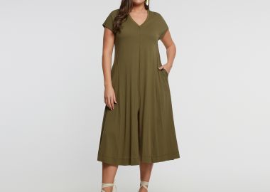 Βαμβακερό φόρεμα με άνοιγμα μπροστά - MAT FASHION - 