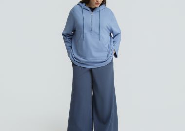 Βαμβακερό φούτερ με κουκούλα & φερμουάρ - MAT FASHION - 