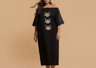 Βαμβακερό off-shoulder φόρεμα με κέντημα - MAT RESORT - 