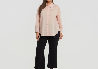 Βαμβακερό πουκάμισο με κέντημα και διακοσμητικές πέτρες - MAT FASHION - 