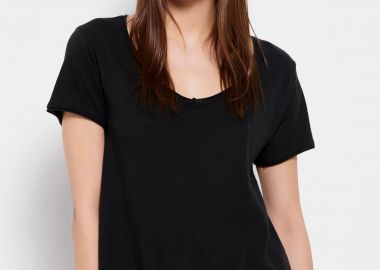 Βαμβακερό t-shirt με άνοιγμα V - FUNKY BUDDHA - 