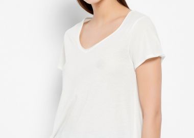 Βαμβακερό t-shirt με άνοιγμα V - FUNKY BUDDHA - 