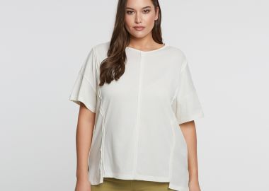 Βαμβακερό t-shirt με διακοσμητικές ραφές - MAT FASHION - 