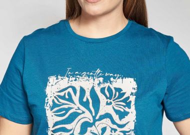 Βαμβακερό T-shirt με Φλοράλ Στάμπα -  - 