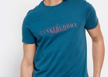 Βαμβακερό t-shirt με Funky Buddha τύπωμα - FUNKY BUDDHA - 