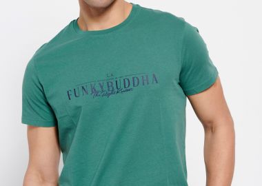 Βαμβακερό t-shirt με Funky Buddha τύπωμα - FUNKY BUDDHA - 