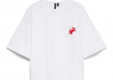 Βαμβακερό T-Shirt με Κέντημα Καβούρι και Πέρλες VERO MODA -  - 