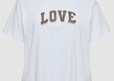 Βαμβακερό T-Shirt με λογότυπο LOVE με χάντρες -  - 
