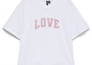 Βαμβακερό T-Shirt με λογότυπο LOVE με χάντρες -  - 
