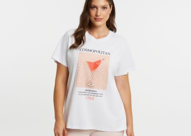 Βαμβακερό t-shirt με στάμπα Cosmopolitan cocktail - MAT FASHION - 