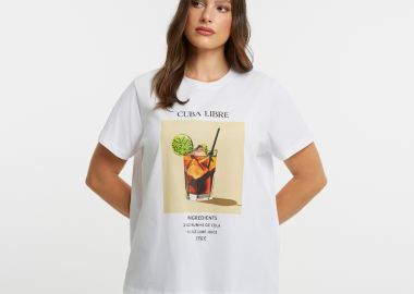 Βαμβακερό t-shirt με στάμπα Cuba Libre cocktail - MAT FASHION - 