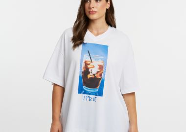 Βαμβακερό t-shirt με στάμπα freddo espresso & strass - MAT FASHION - 