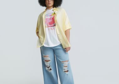 Βαμβακερό t-shirt με στάμπα κοκτέιλ - MAT FASHION - 
