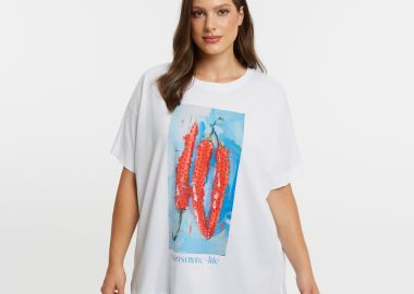 Βαμβακερό t-shirt με στάμπα πιπεριές - MAT FASHION - 