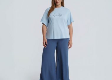 Βαμβακερό t-shirt με strass στάμπα - MAT FASHION - 