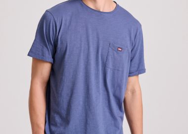 Βαμβακερό t-shirt με τσέπη στο στήθος - FUNKY BUDDHA - 