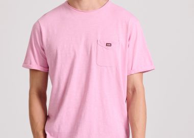 Βαμβακερό t-shirt με τσέπη στο στήθος - FUNKY BUDDHA - 