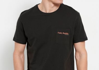 Βαμβακερό t-shirt με τσέπη στο στήθος - FUNKY BUDDHA - 