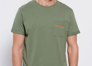 Βαμβακερό t-shirt με τσέπη στο στήθος - FUNKY BUDDHA - 