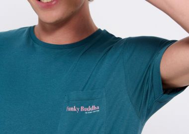 Βαμβακερό t-shirt με τσέπη στο στήθος - FUNKY BUDDHA - 