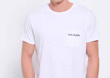 Βαμβακερό t-shirt με τσέπη στο στήθος - FUNKY BUDDHA - 