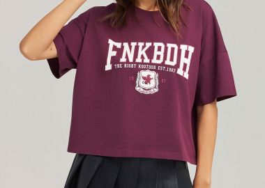 Βαμβακερό t-shirt με varsity λογότυπο - FUNKY BUDDHA - 