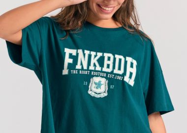 Βαμβακερό t-shirt με varsity λογότυπο - FUNKY BUDDHA - 