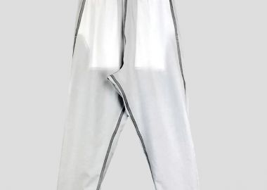 BARBARA ALAN Ανδρικό Λευκό Two Layer Mussola Crop Trousers - BARBARA ALAN - 