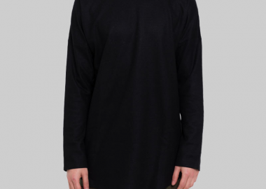 BARBARA ALAN Ανδρικό Μαύρο Wool Jersey Taped Tee - BARBARA ALAN - 