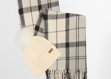 Barbour Dover Beanie & Hailes Scarf Gift Set LGS0054GY31 Ασπρόμαυρο - Barbour - 