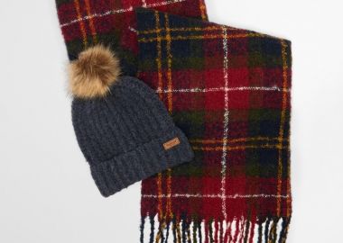 Barbour Saltburn Beanie & Tartan Scarf Gift Set LGS0077TN69 Σκούρο Γκρί - Barbour - 