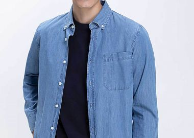 Basefield ανδρικό denim overshirt Regular Fit - D254001931112101 Denim Blue - BASEFIELD - 
