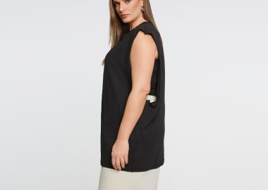 Basic αμάνικη βαμβακερή μπλούζα - MAT FASHION - 