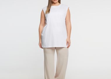 Basic αμάνικη βαμβακερή μπλούζα - MAT FASHION - 