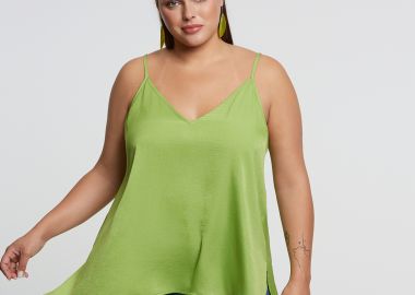 Basic αμάνικο τοπ σατέν - MAT FASHION - 