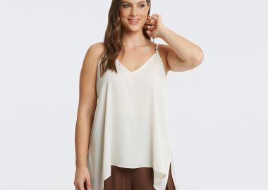 Basic αμάνικο τοπ σατέν - MAT FASHION - 