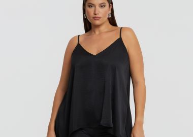 Basic αμάνικο τοπ σατέν - MAT FASHION - 