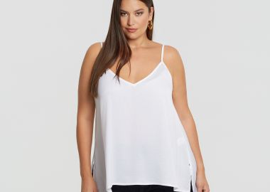 Basic αμάνικο τοπ σατέν - MAT FASHION - 