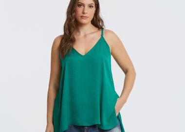 Basic αμάνικο τοπ σατέν - MAT FASHION - 