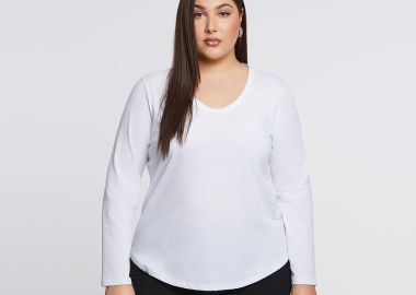 Basic βαμβακερή μακρυμάνικη μπλούζα - MAT FASHION - 