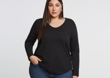 Basic βαμβακερή μακρυμάνικη μπλούζα - MAT FASHION - 